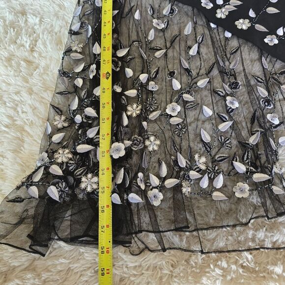 ASPEED Black Embroidered Maxi Dress Embellished Size M Vtg Y2k Prom Glam - Picture 15 of 16